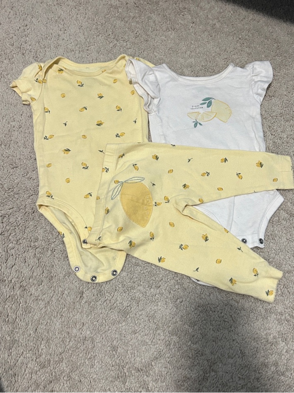 Carter's Lemon Print One-Piece Set - Yellow & White
